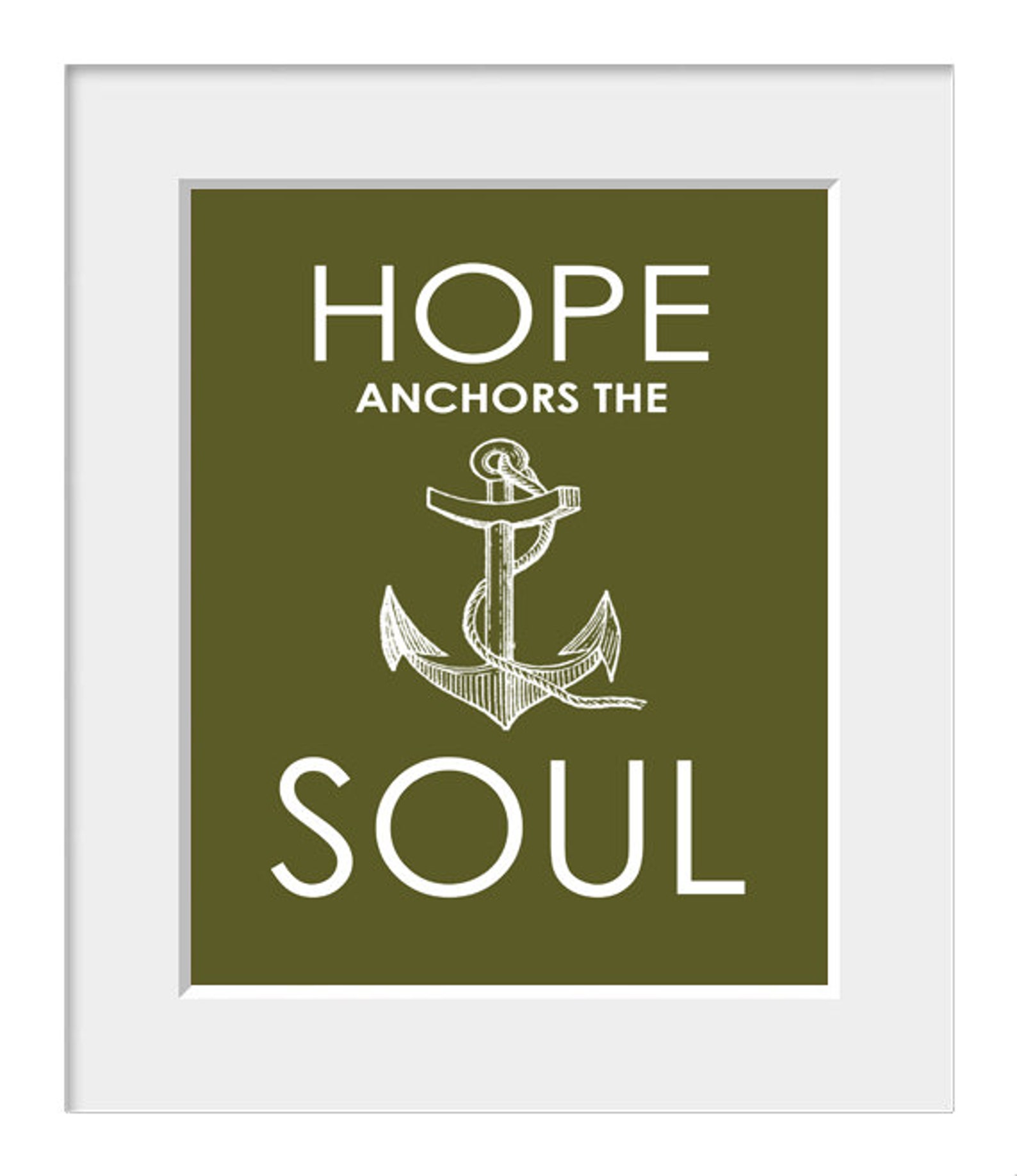 Hope Anchors the Soul Art Poster Inspirational Quote Life Etsy