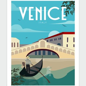 Venice Wall Art, Venice Travel Poster, Italy Wall Art, Travel Wall Art, Anniversary Gift, Romantic Wall Art, Wedding Gift, Housewarming Gift image 2