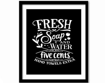 Bathroom Print, Art for Bathroom, Bathroom Decor, Black and White Art, Funny Quote Poster, Retro Bathroom Poster