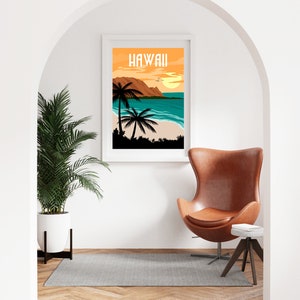 Hawaii Poster, Hawaii Wall Art, Travel Poster, Retro Travel Poster, Hawaii Print, Retro Poster, Coastal Decor, New Home Gift image 4