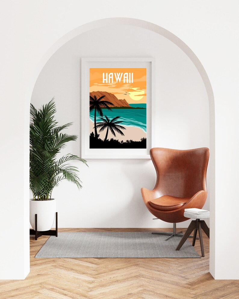 Hawaii Poster, Hawaii Wall Art, Travel Poster, Retro Travel Poster, Hawaii Print, Retro Poster, Coastal Decor, New Home Gift image 4