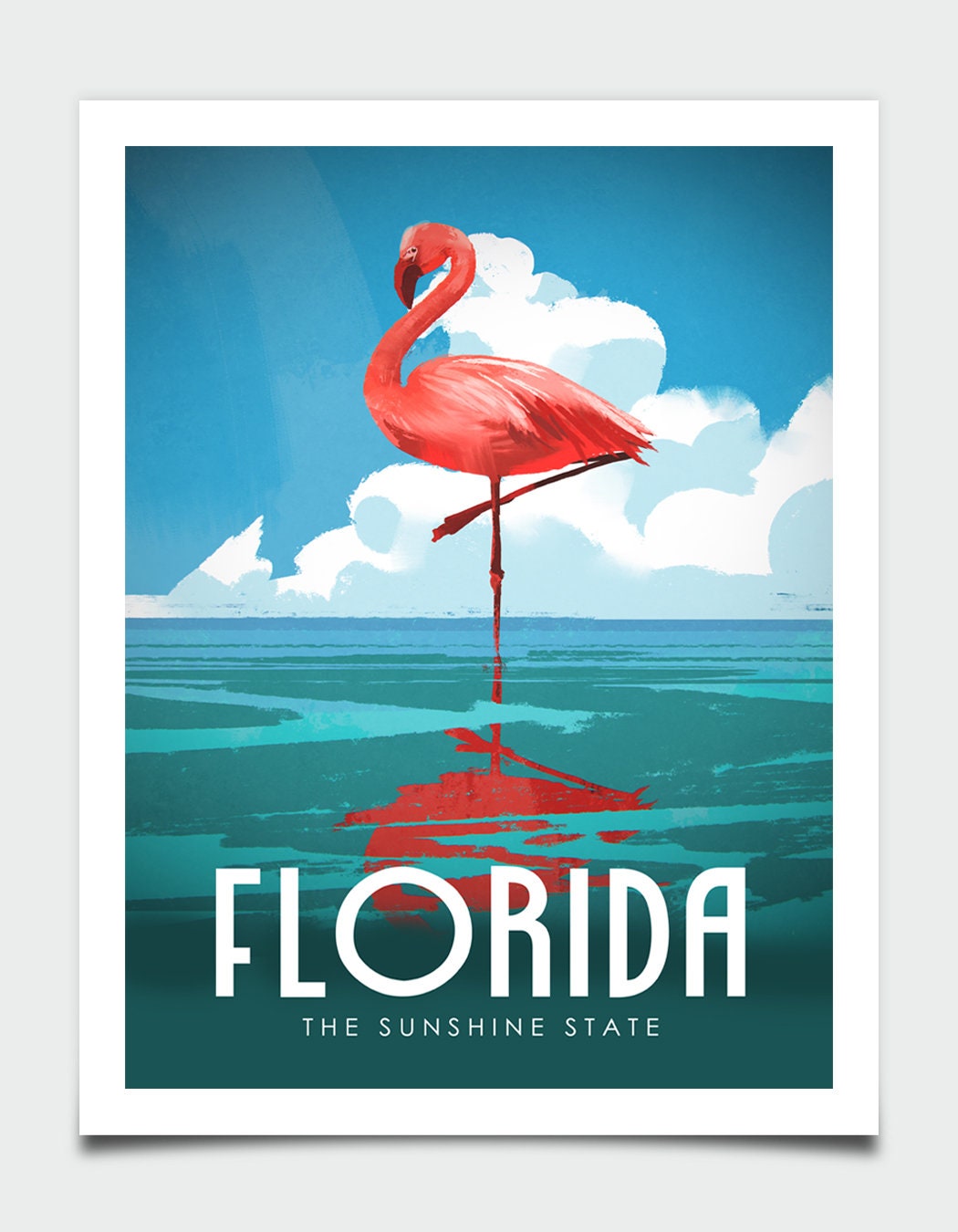 Florida Poster Florida Wall Art Retro Travel Poster Travel Etsy