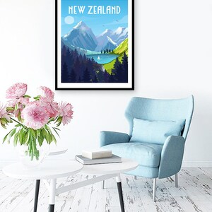New Zealand Poster, New Zealand Wall Art, Coastal Wall Art, Travel Wall Art, Travel Poster, Retro Travel Poster, New Zealand Gift bild 4