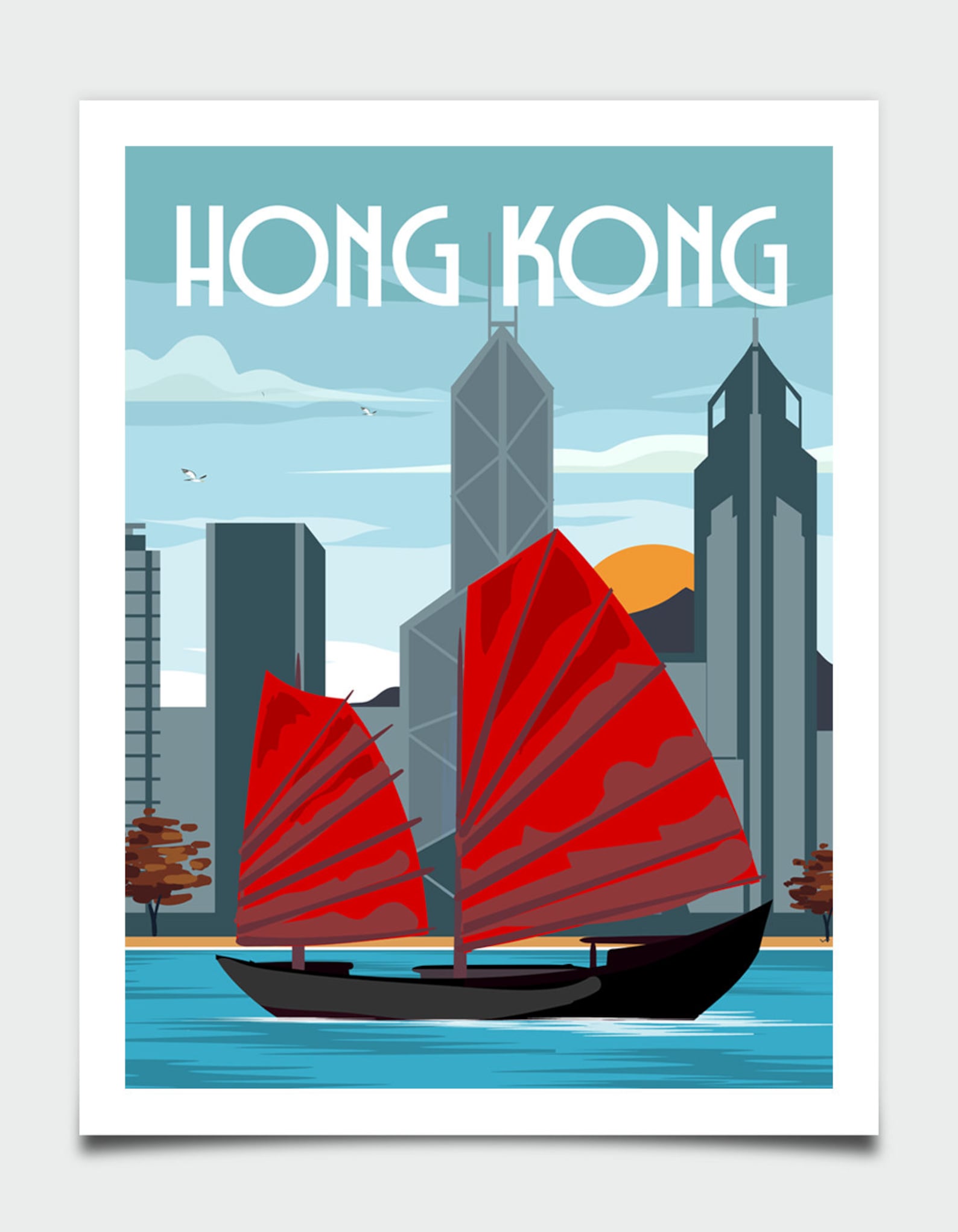 Hong Kong Poster Hong Kong Art Hong Kong Wall Art Travel - Etsy