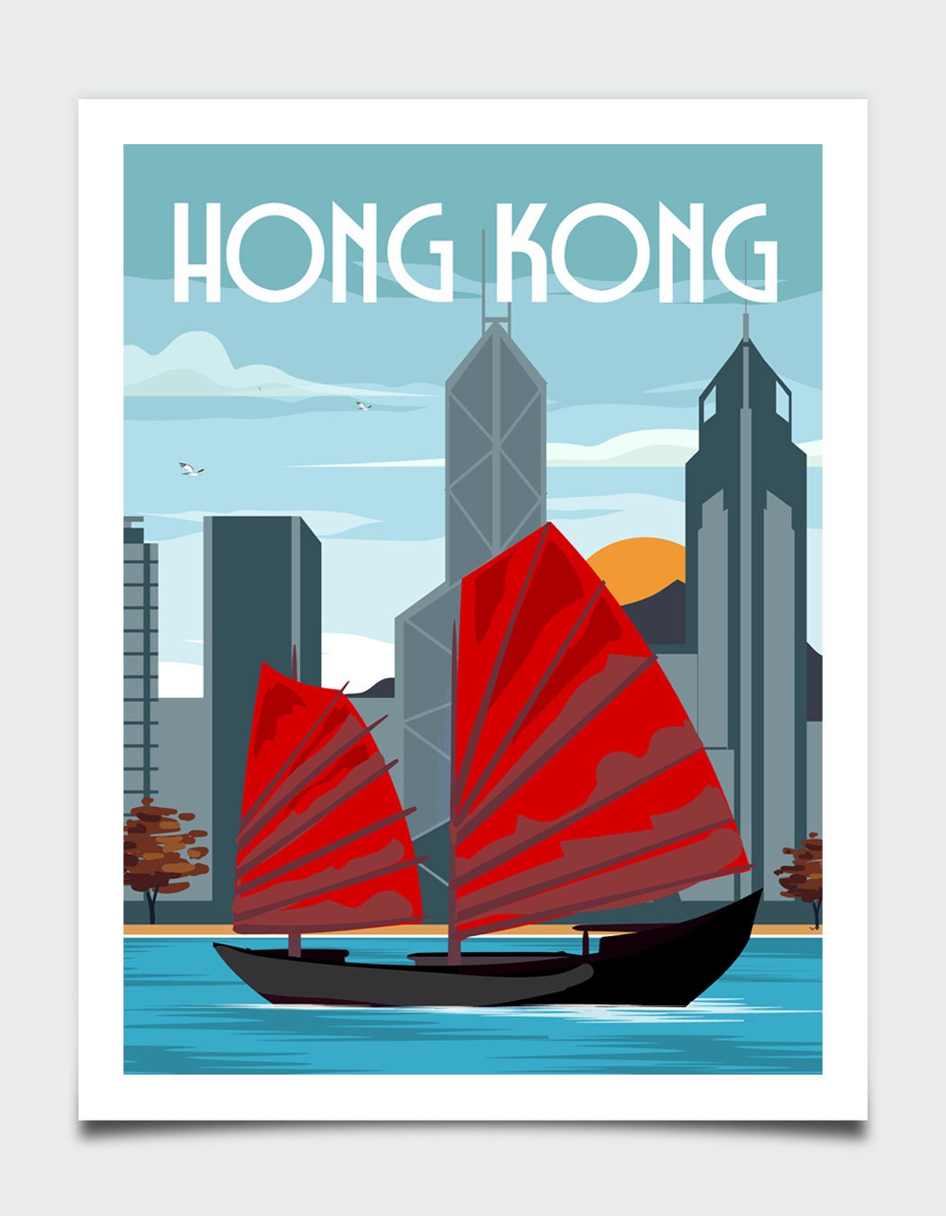 Hong Kong Poster, Hong Kong Large Art, Travel - Art, Kong Art, Living Housewarming Gift, Wall Art, Wall Etsy Art, Art Wall Hong Room Wall Retro