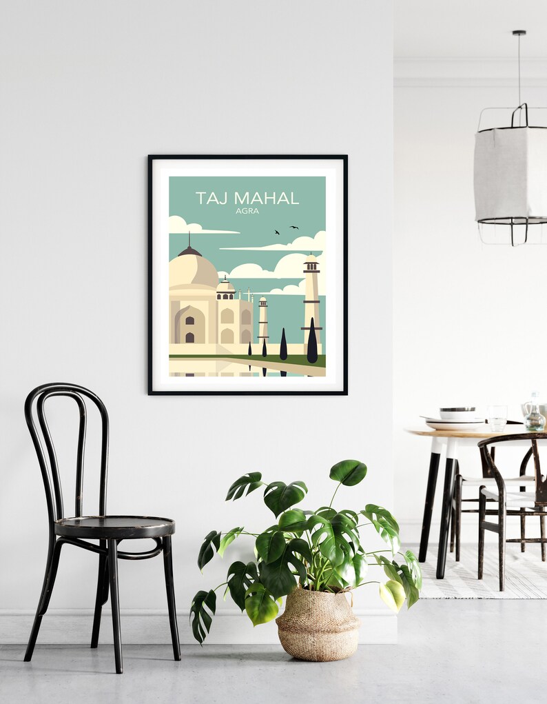 Taj Mahal Travel Poster Taj Mahal Wall Art Agra Wall Art Etsy
