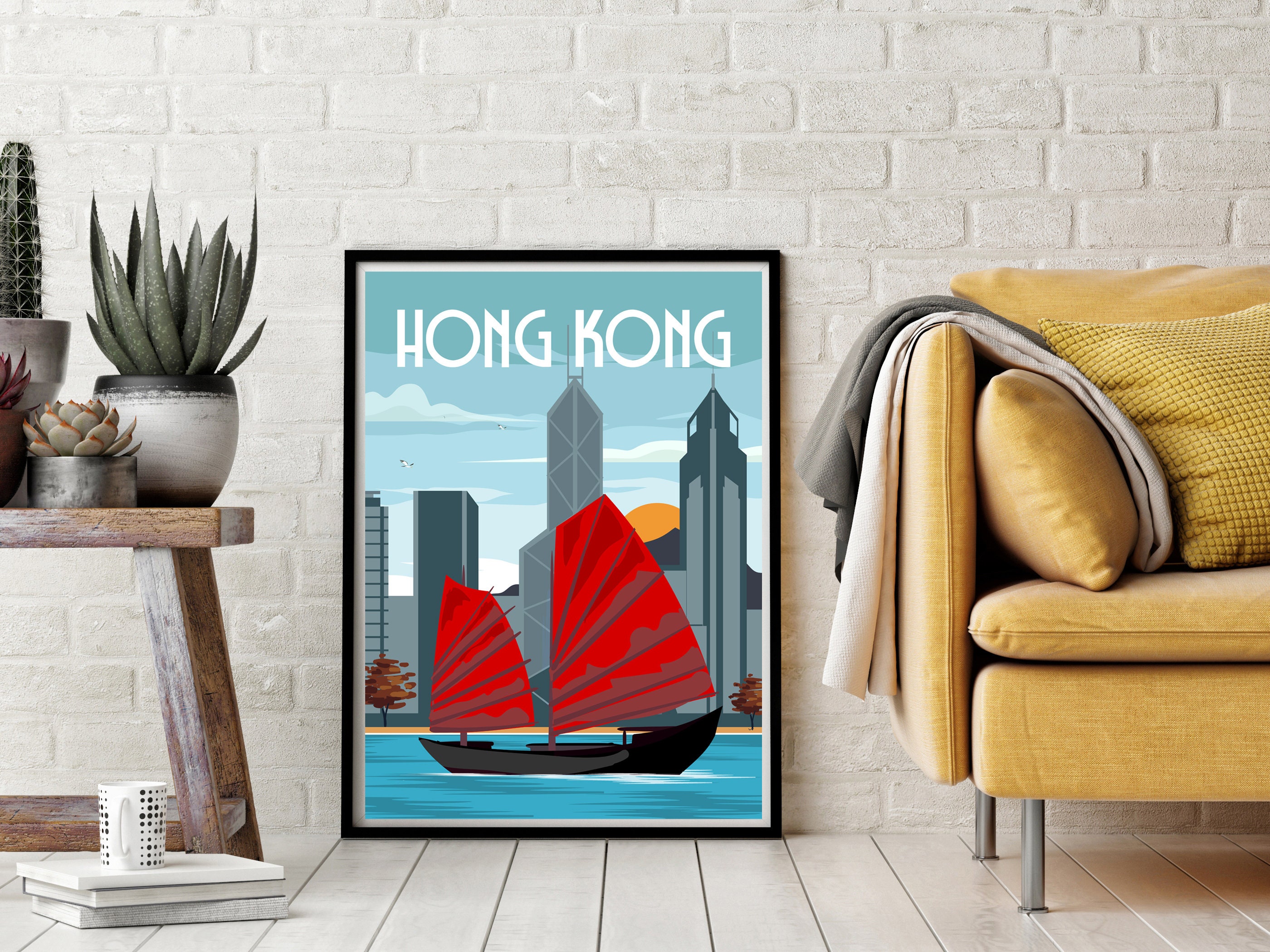 Hong Kong Poster, Hong Kong Art, Hong Kong Wall Art, Travel Wall Art, Retro Wall  Art, Housewarming Gift, Large Wall Art, Living Room Art - Etsy