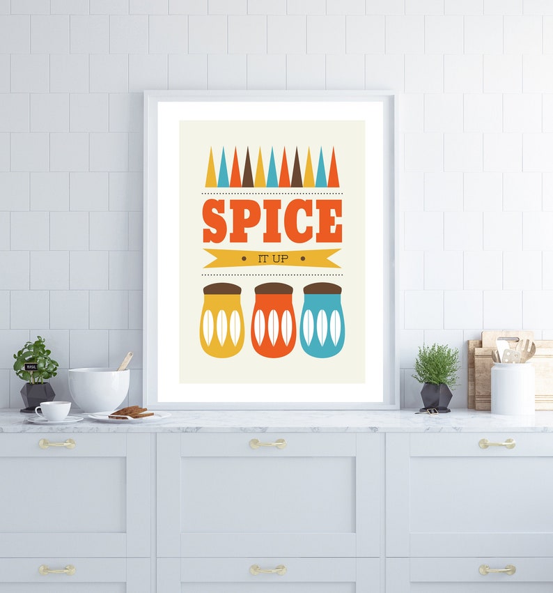 Retro Kitchen Wall Art Kitchen Wall Art Mid Century Modern Etsy