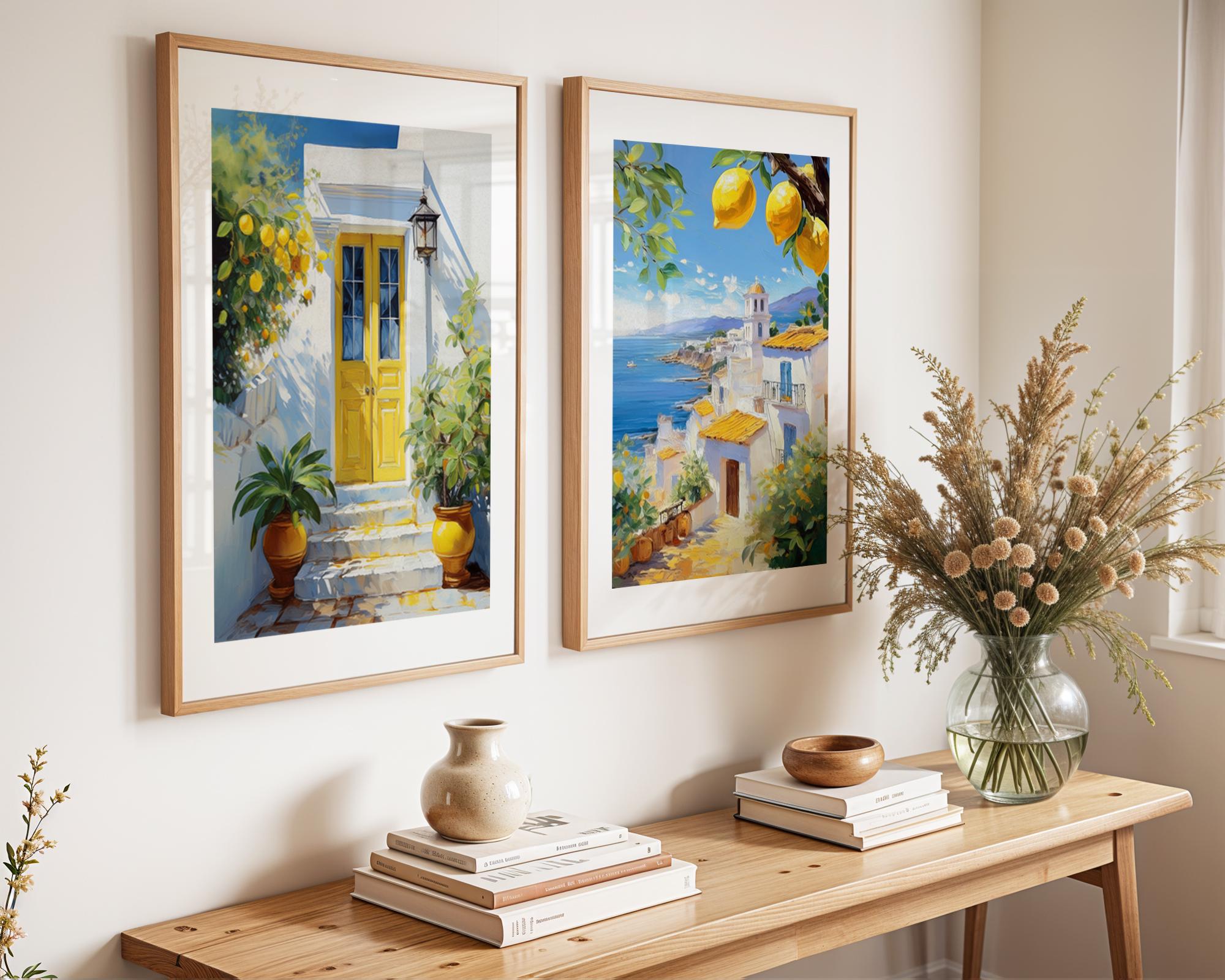 set of three mediterranean kitchen prints | framed... Mediterranean Wall Art, Greece Wall Art, Lemon Mediterranean Print ...