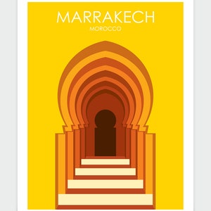Retro Travel Poster, Marrakech Travel Poster, Morocco Travel Poster, Travel Poster, Travel Gift, City Poster, Wedding Gift image 2