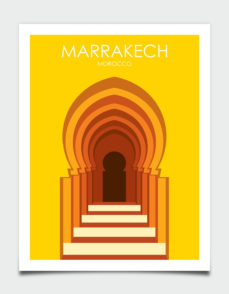 Retro Travel Poster, Marrakech Travel Poster, Morocco Travel Poster, Travel Poster, Travel Gift, City Poster, Wedding Gift image 2