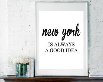New York Poster, New York Quote, Audrey Hepburn Quote, Black and White Art, Travel Poster, New York Sign, Quote Print