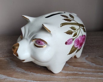 E パーカー 手描き豚貯金箱、貯金箱、貯金箱、キッチュ、レトロ