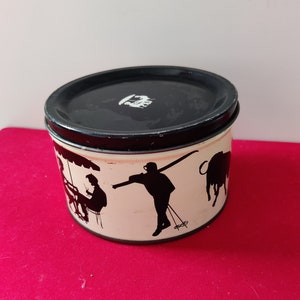 Vintage Black Round People Tin