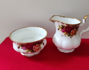 Royal Albert Old Country Roses Flower Floral Sugar Bowl and Cream/Milk Jug