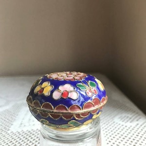 Vintage Cloisonne Enamel Metal Lidded Trinket box