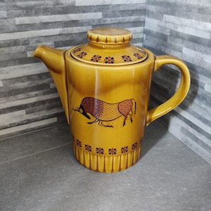 Royal Worcester Palissy Taurus Bull Mid Century Teapot / Coffee Pot. 1960s Vintage.
