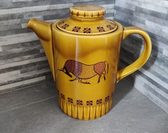 Royal Worcester Palissy Taurus Bull Mid Century Teapot / Coffee Pot. 1960s Vintage.