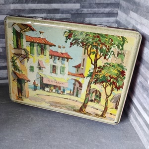Vintage Ristoranti Floral Tin, Beautiful Tin with street scene