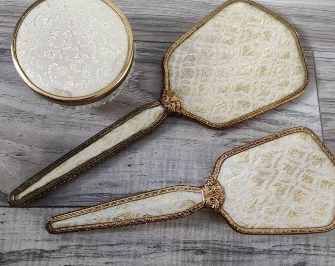 Dressing Table Brush, Hand Mirror and Trinket Pot Etsy