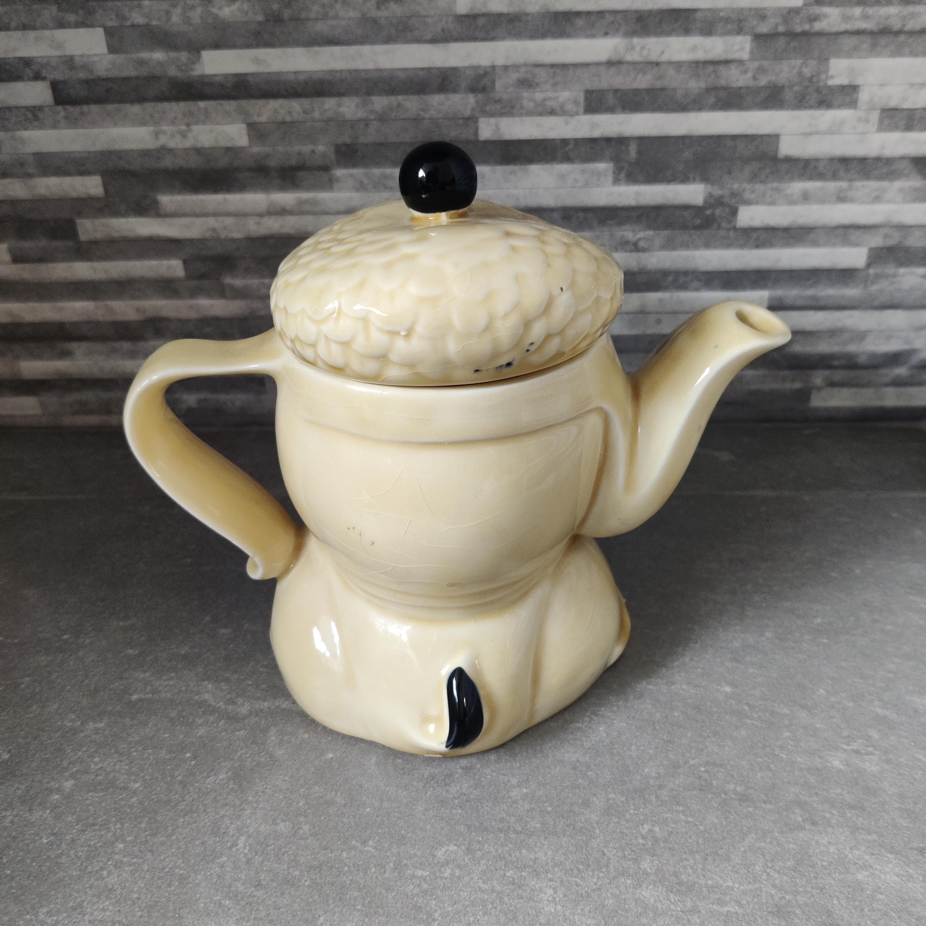 Faïence Crème Vintage Théière Anglaise Price & Kensington 2 Tasses - Faïence Brillante Beige Crème | Vintage Micro-ondable Théière Micro-ondes Lave- vaisselle