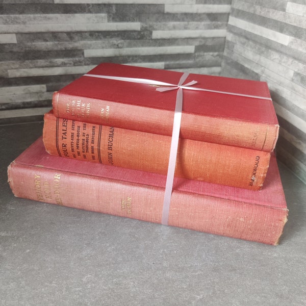 Red Vintage Books, Decorative Red Books, Vintage Books, Home Decor, Red Book Stack, Books Stack, Interior Design