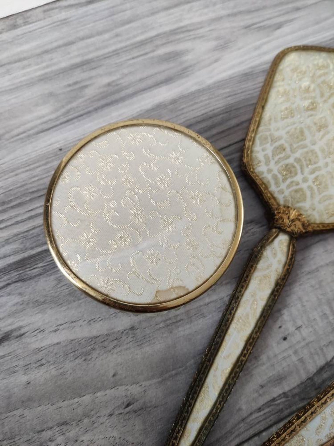 Dressing Table Brush Hand Mirror and Trinket Pot Etsy