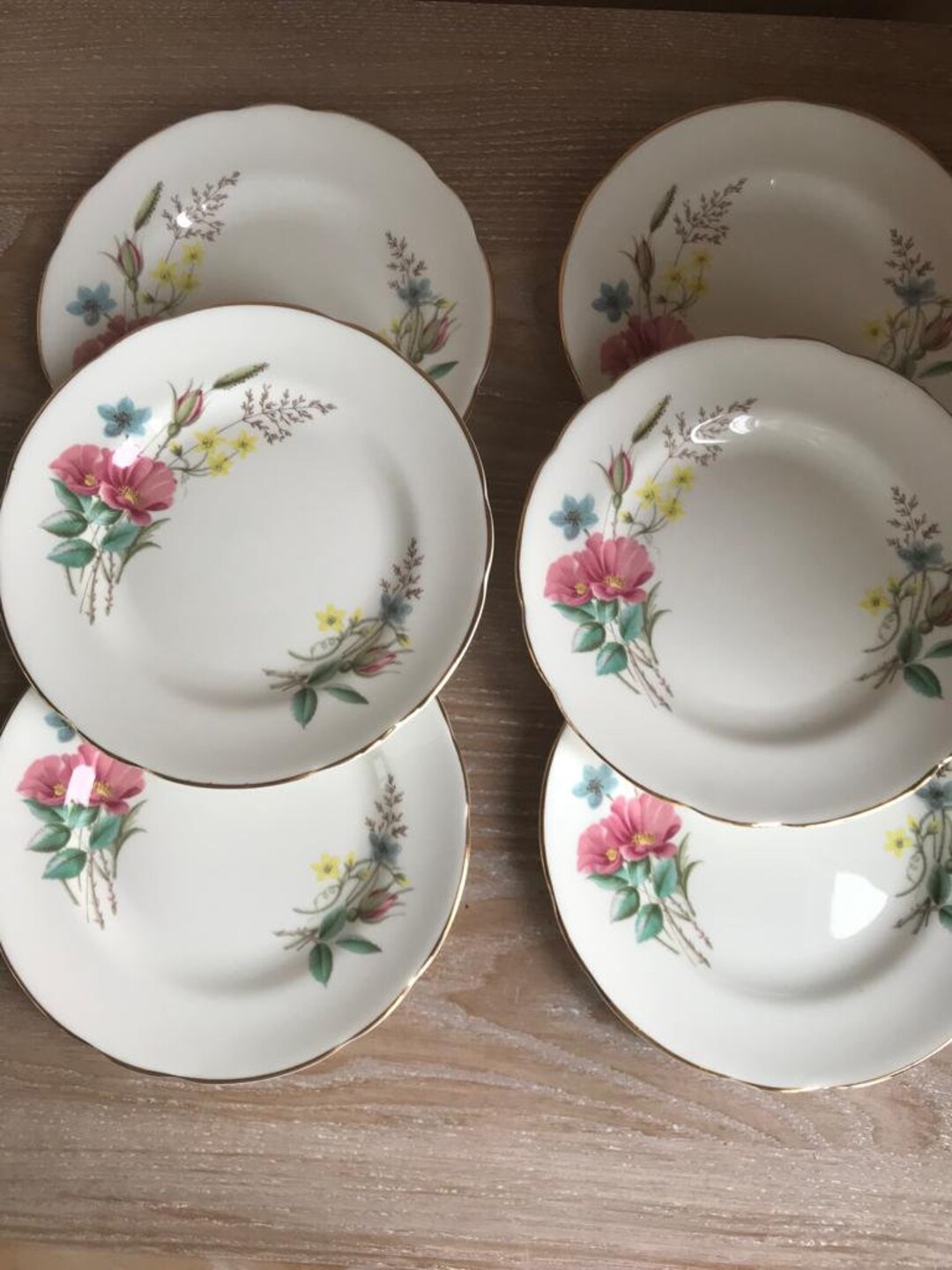Set of Six Regency Floral Tea Plates Etsy