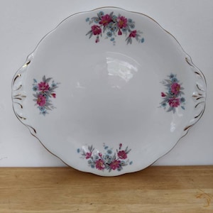 Bell China Cake Plate - Serving Plate, Beautiful Pink Floral pattern, Bone China, Made in England