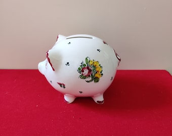 かわいいピンクの豚の貯金箱、貯金箱、貯金箱、キッチュ、レトロ
