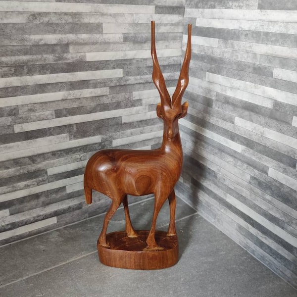 Wooden Deer Figurine Etsy