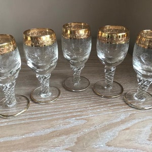 Set of 5 Sherry Glasses, Liqueur, Port, Retro/Vintage Glasses 1960s