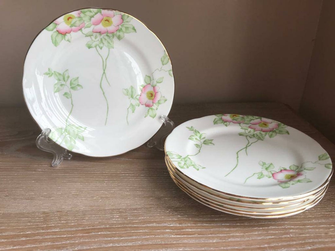 Set of Six Adderley Floral Tea Plates Etsy