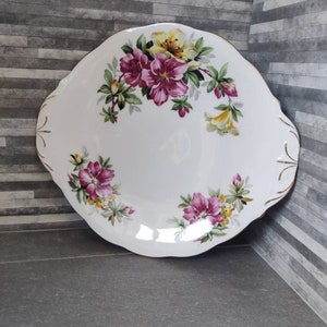 Queen Anne Cake Plate - Serving Plate, Pink Flower Pattern