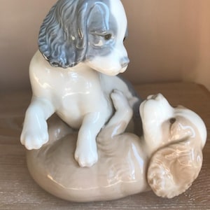 Lladro Nao Daisa Porcelain Dog Figurine, Playing Puppy Ornament, Made in Spain