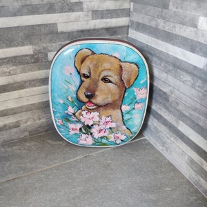 Vintage Sharpe Toffee Tin with terrier dog/ puppy