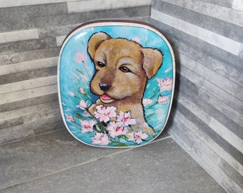 Vintage Sharpe Toffee Tin with terrier dog/ puppy