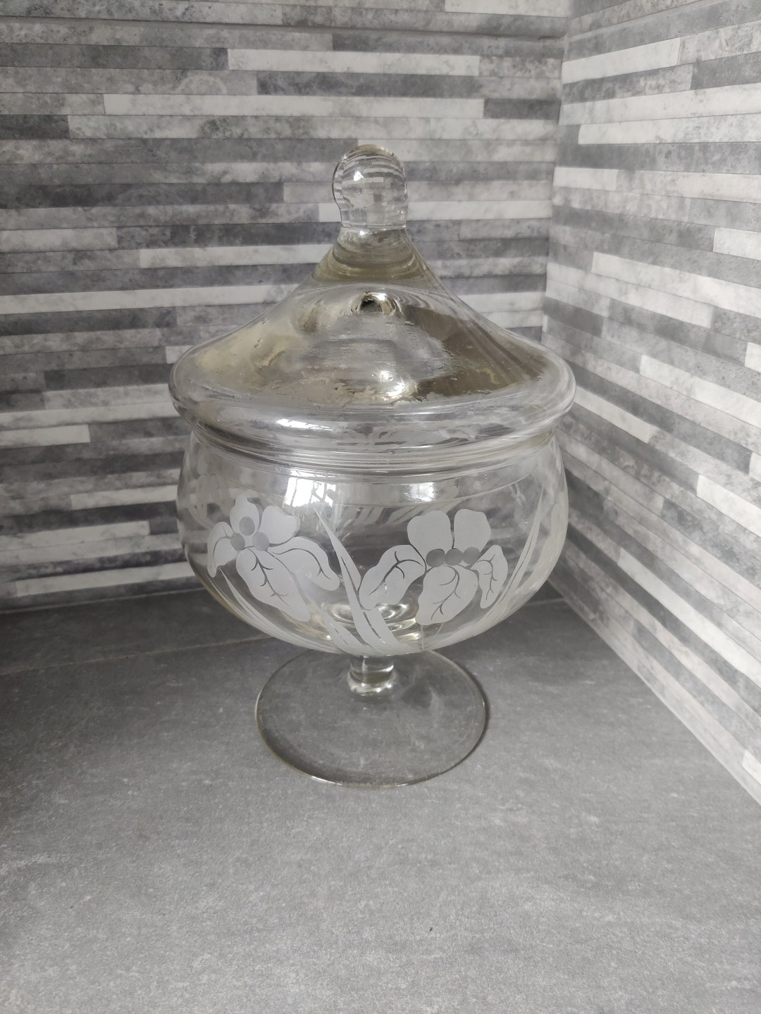 Large Glass Vase With Lid Sweet / Bon Bon Jar Etsy