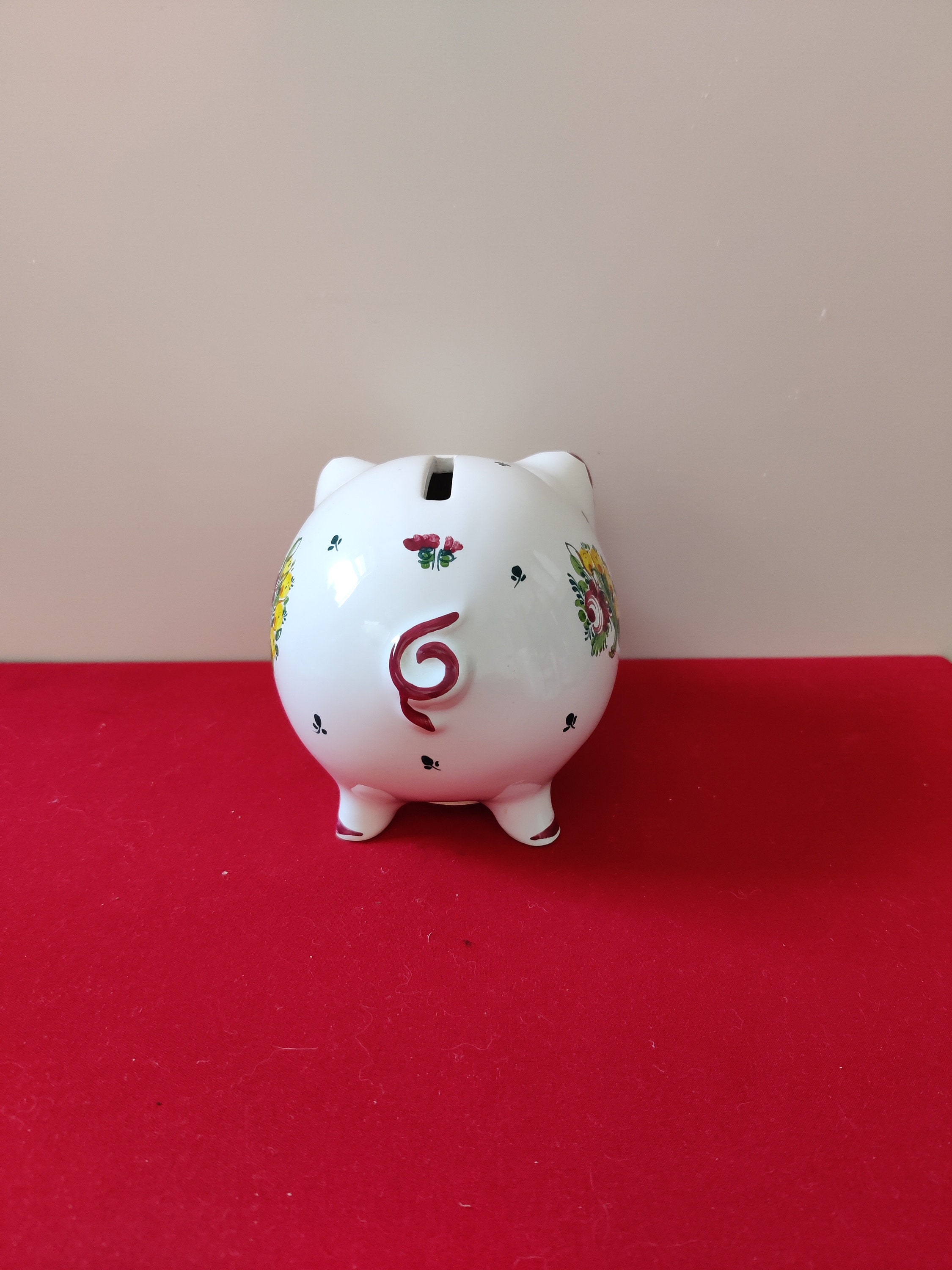 かわいいピンクの豚の貯金箱、貯金箱、貯金箱、キッチュ、レトロ
