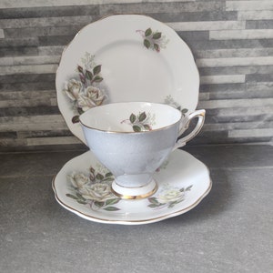 Royal Standard Harlequin Trio, Teacup, Saucer and Tea Plate with floral pattern. Vintage cup and saucer. Home decor.