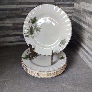Set of Six Hand Painted Ivy Tea Plates