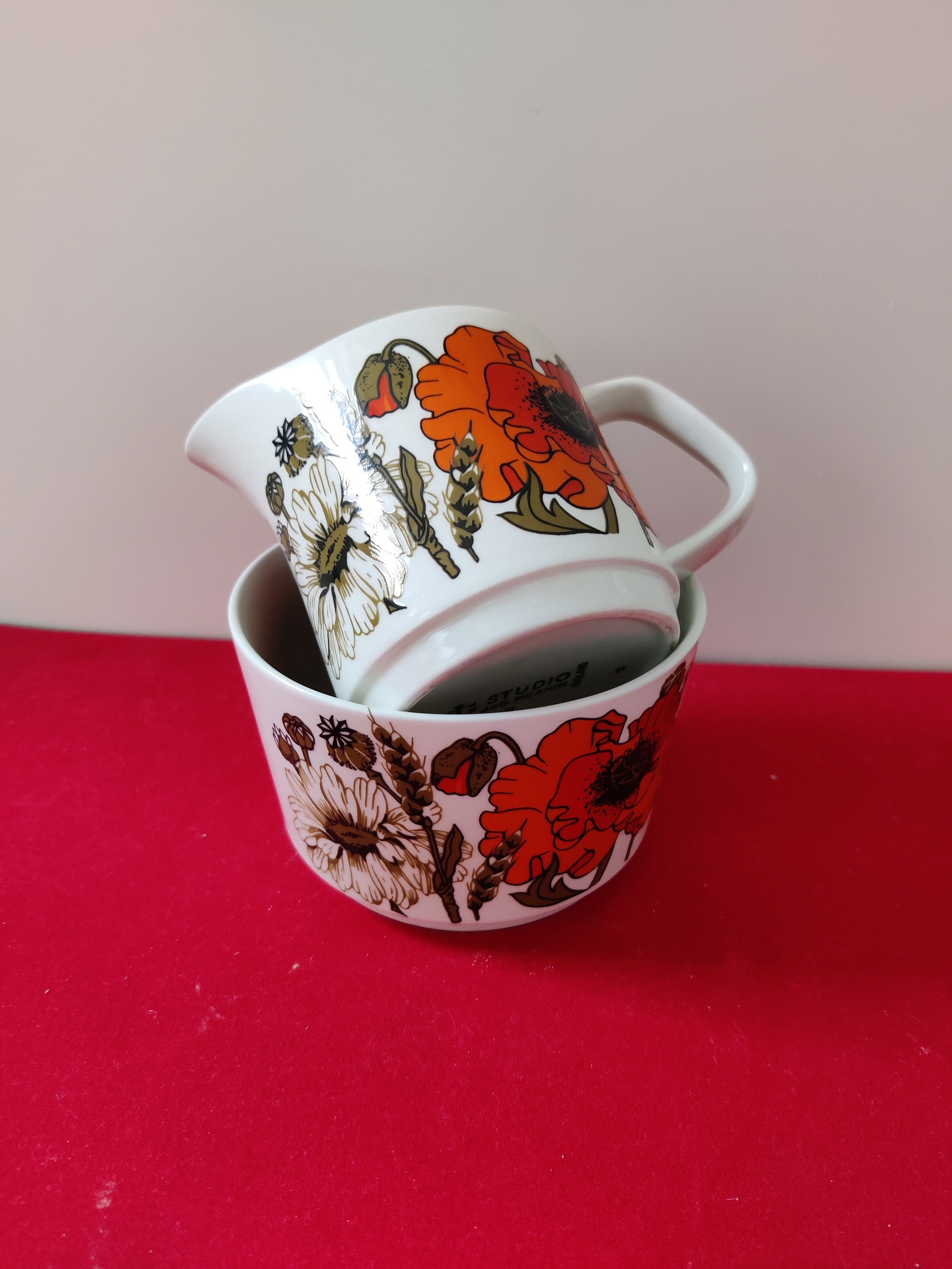 RETRO Meakin Poppy Sugar Bowl and Milk Jug. Made in England. Etsy UK