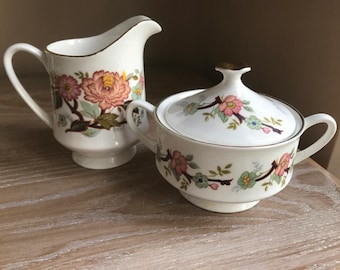 Pretty Floral Milk Jug and Sugar Bowl with lid