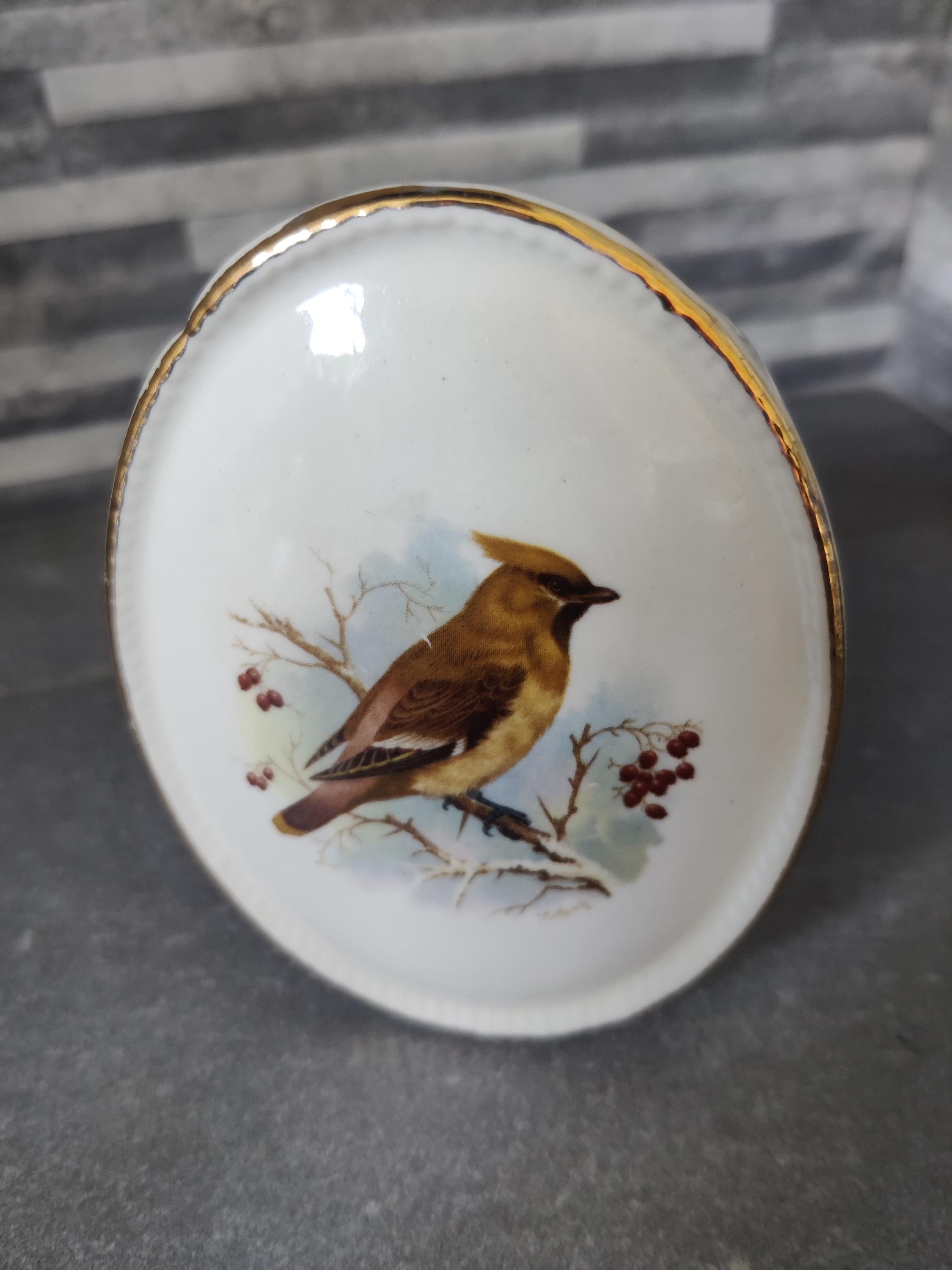 ヴィンテージ Szeiler Studio Pottery ポジー花瓶 鳥の絵付き 1960