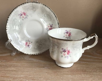 Paragon Bridal Lace Tea Cup and Saucer with Flowers, Home decor