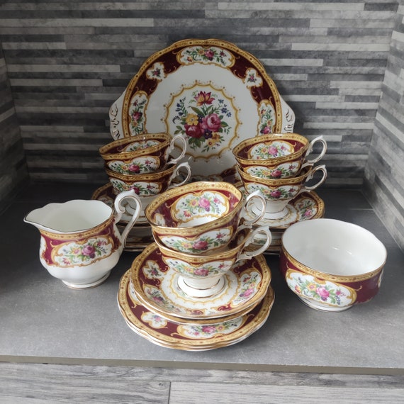 Royal Albert Lady Hamilton China Tea Set - Trio X 6, Cake Plate
