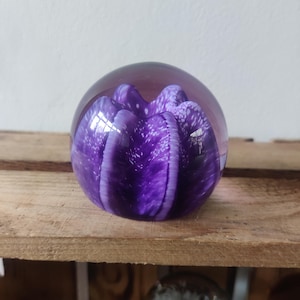 Caithness Crystal Purple Art Glass Paperweight; Vintage Paperweight, Glass Paperweight, Hand Blown Glass, Art Glass