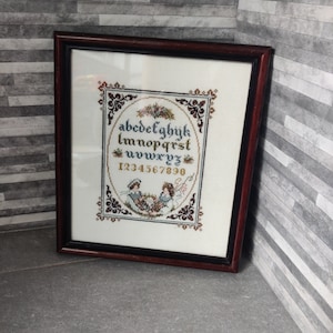 Framed Alphabet Cross Stitch Sampler