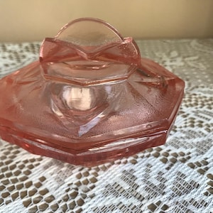 Art Deco Blush Pink Glass Trinket Dish, Dressing Table, Pressed Glass, Depression Glass