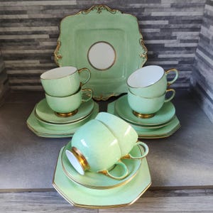Paragon groene art-decotheeset jaren 30